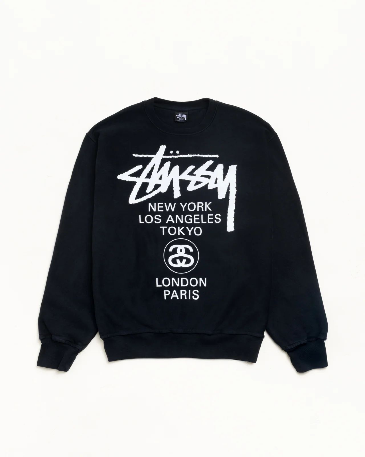 STUSSY WORLD TOUR CREW PIGMENT DYED LONG SLEEVE TEE