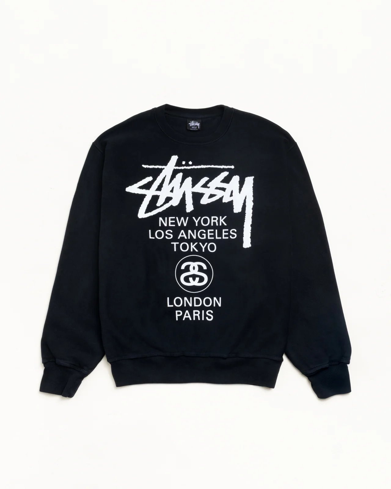 STUSSY WORLD TOUR CREW PIGMENT DYED LONG SLEEVE TEE