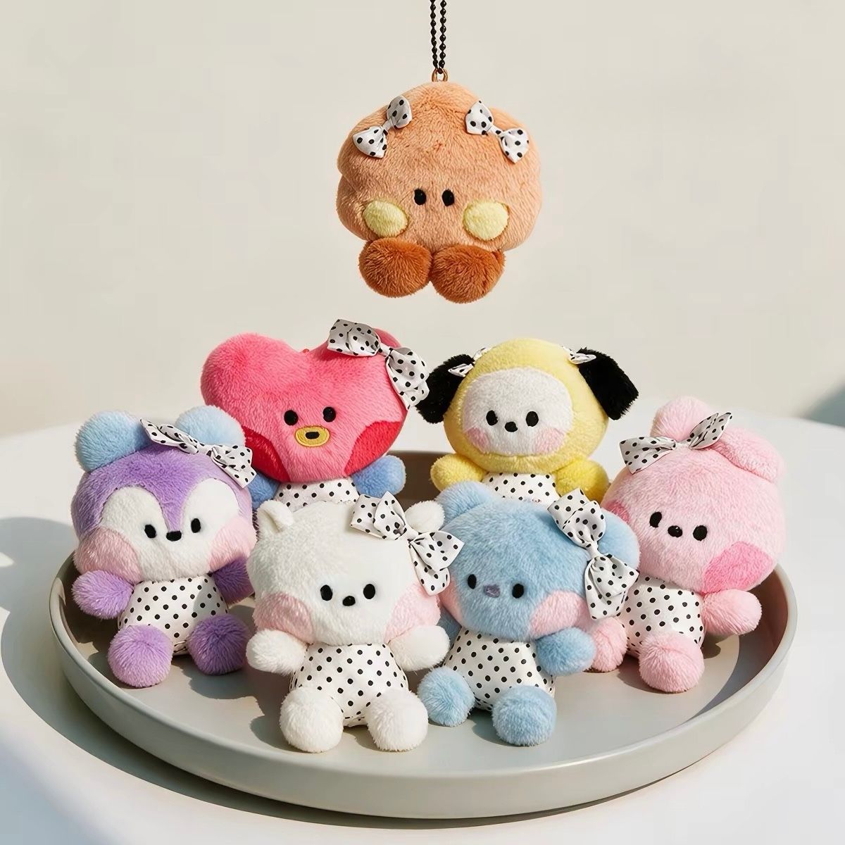 BTS BT21 Polka Dot Plush Doll Bag Charm product image 1