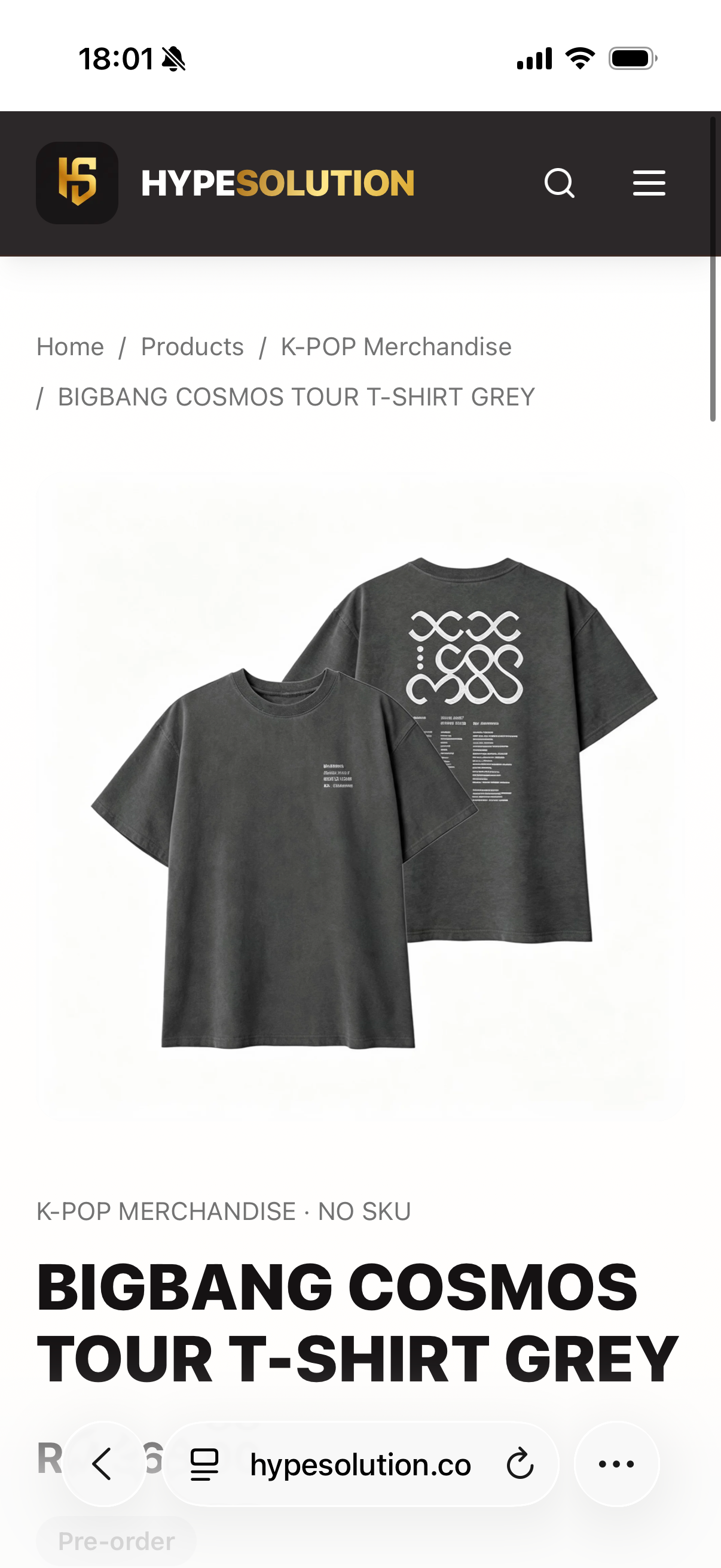 BIGBANG Cosmos T-Shirt (Black/Charcoal) product image 2