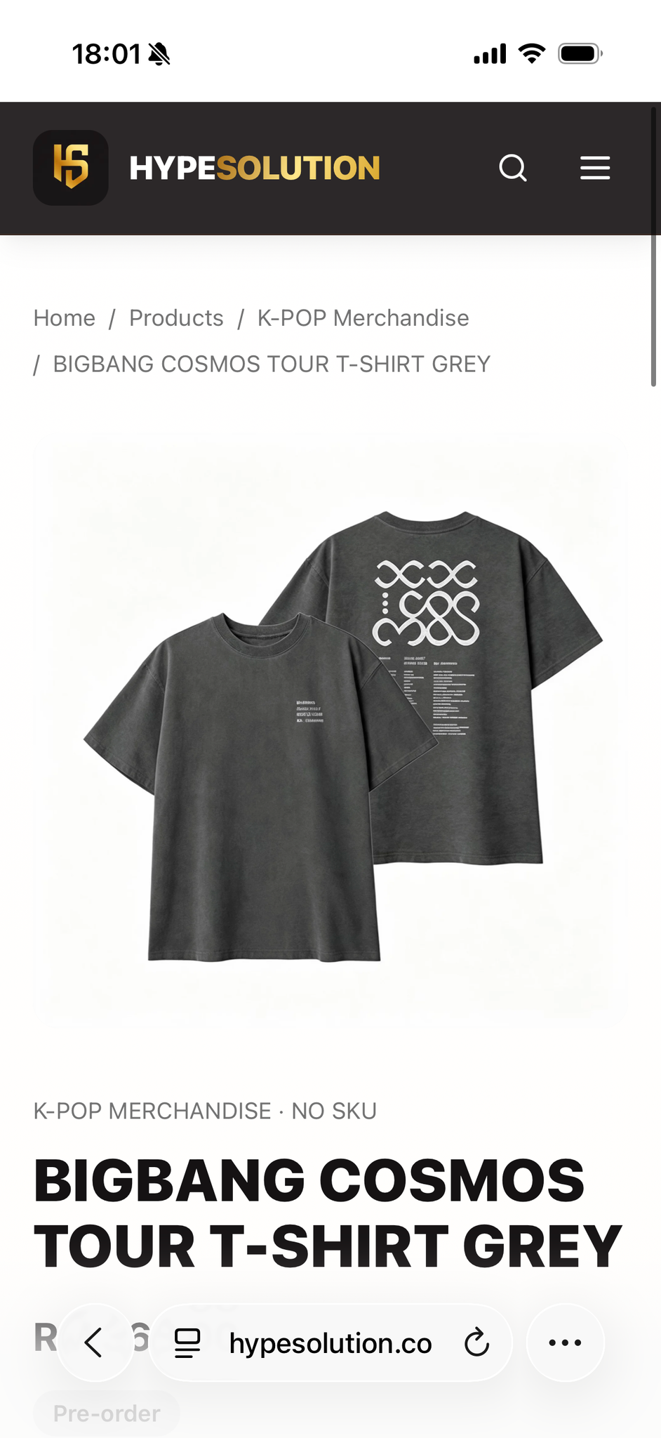 BIGBANG Cosmos T-Shirt (Black/Charcoal) product image 2