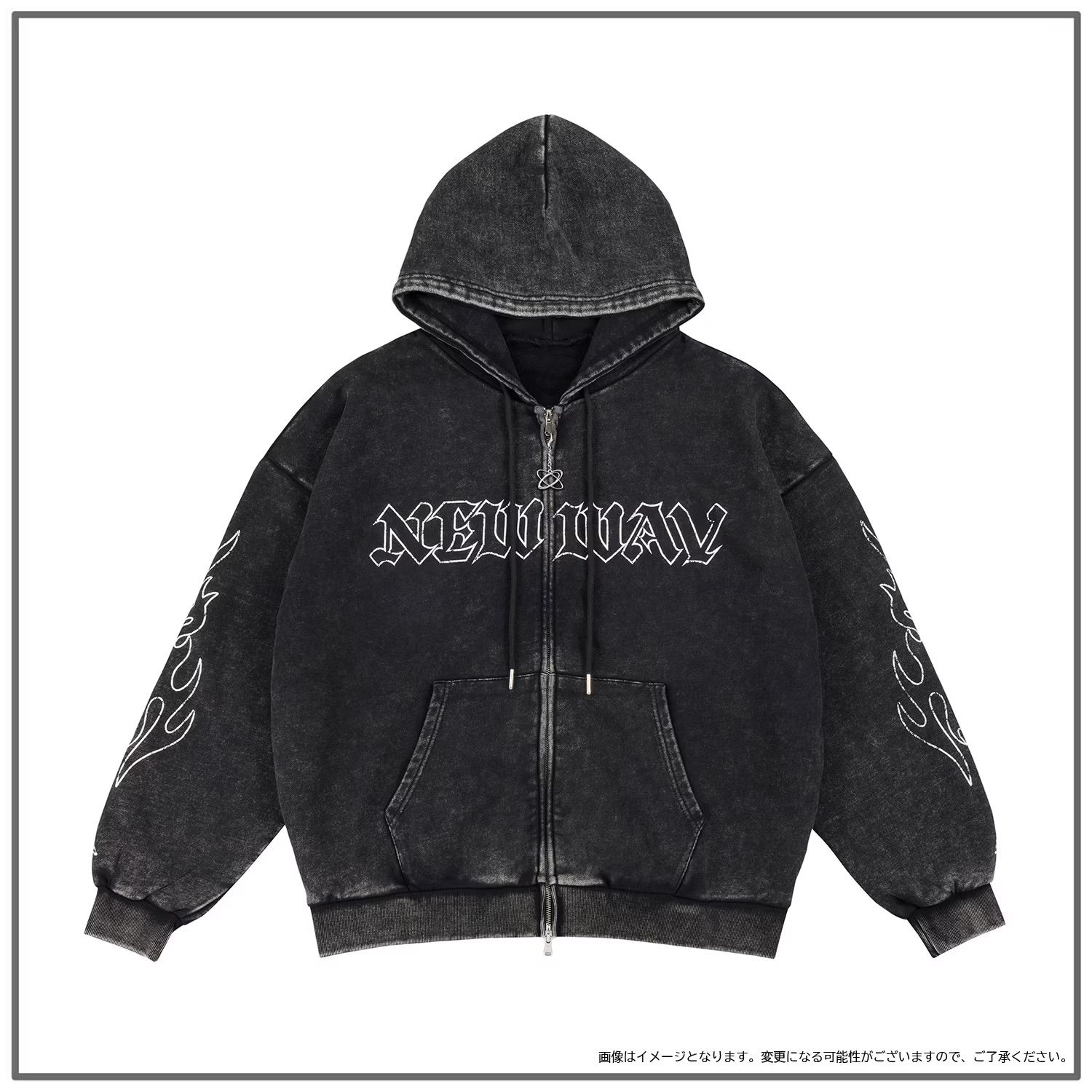[NEW WAV] TREASURE ZIP-UP HOODIE (BLACK/BLUE)
