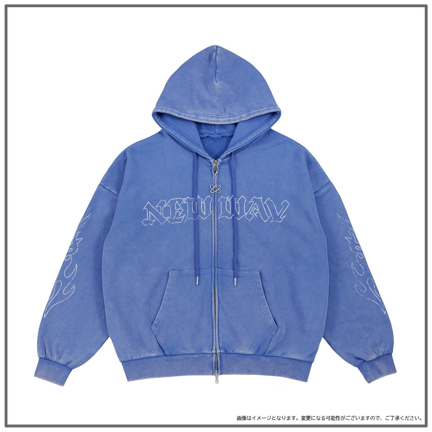 [NEW WAV] TREASURE ZIP-UP HOODIE (BLACK/BLUE) product image 3