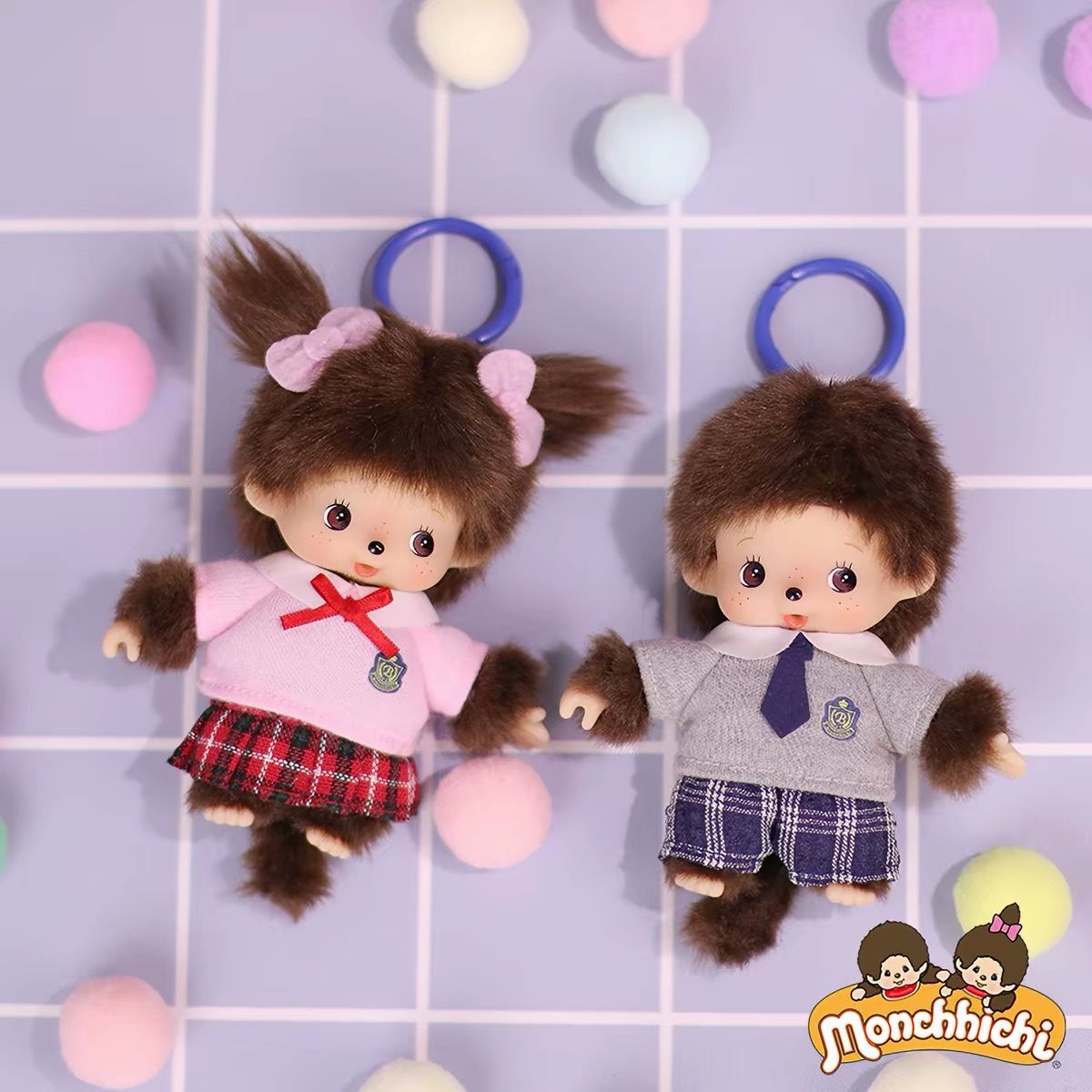 Monchhichi British Style Vinyl Plush Doll Bag Charm