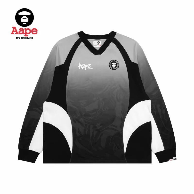 LNGSHOT Style Gradient Camo Patchwork Raglan Sleeve Sports Jersey Long Sleeve T-Shirt product image 2
