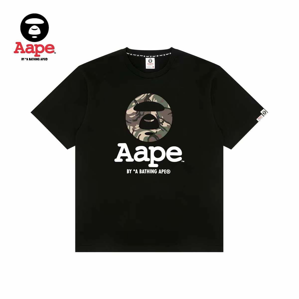 AAPE Camo Ape & Letter Graphic Short Sleeve Tee