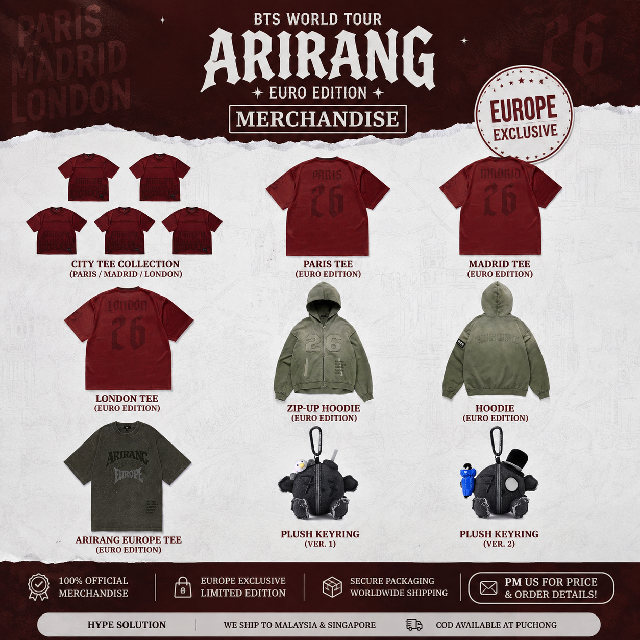 BTS ARIRANG EURO EDITION MERCHANDISE