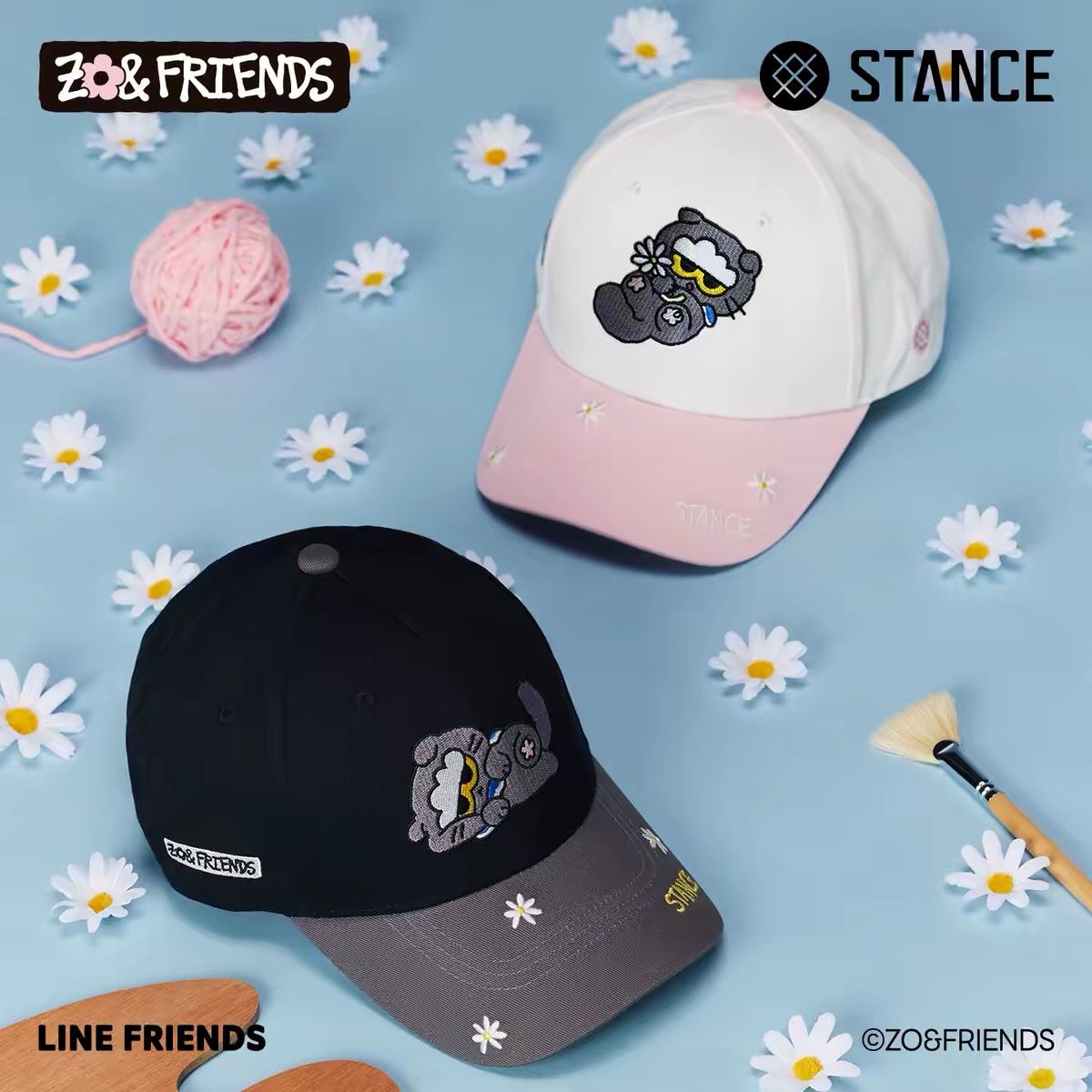 STANCE | ZO&FRIENDS Color-Block Baseball Cap – Unisex Korean-Style Embroidered Sports Cap