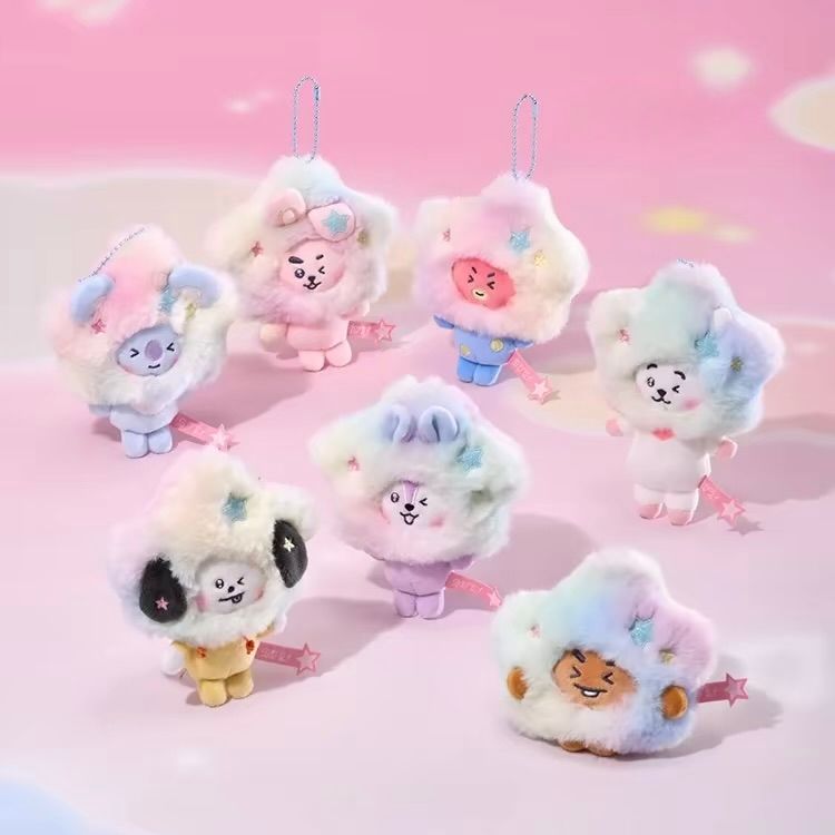 BTS BT21 Galaxy Series Tie-Dye Plush Doll Bag Charm Keychain