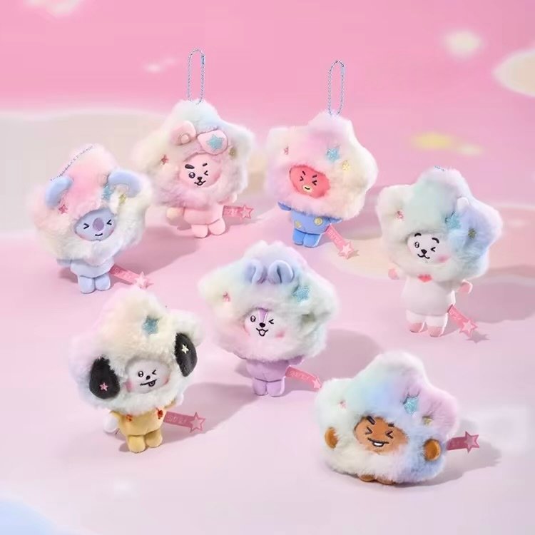 BTS BT21 Galaxy Series Tie-Dye Plush Doll Bag Charm Keychain