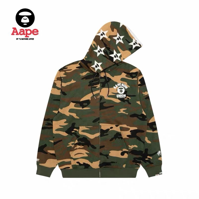 LNGSHOT Style Classic Camo Star All-Over Print Fleece-Lined Zip-Up Hoodie product image 2