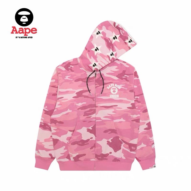LNGSHOT Style Classic Camo Star All-Over Print Fleece-Lined Zip-Up Hoodie