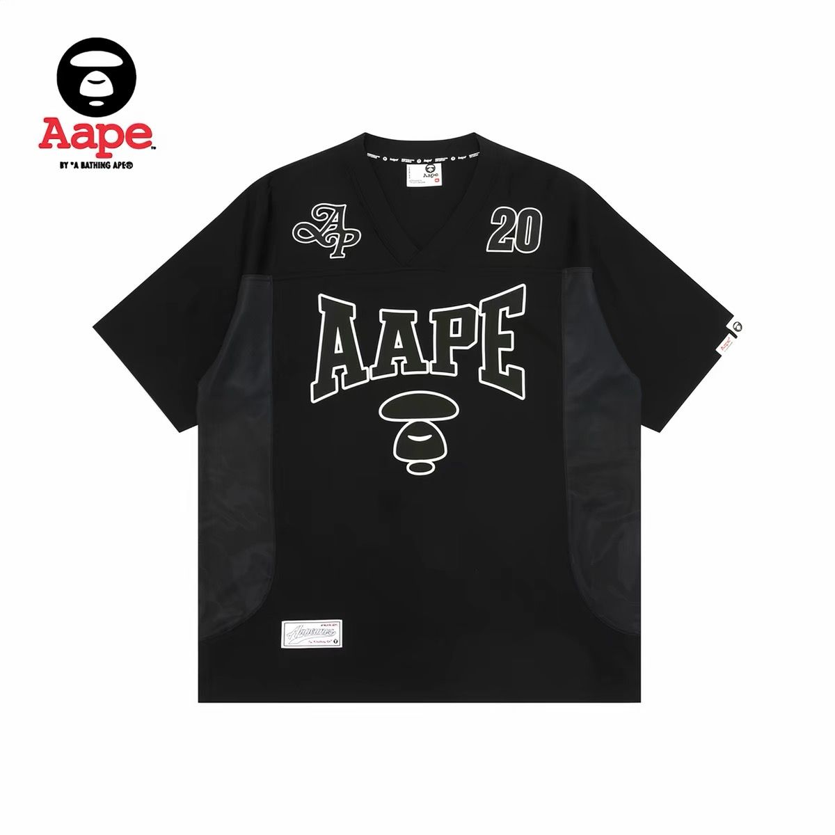AAPE Camo Panel Ape V-Neck Jersey Tee