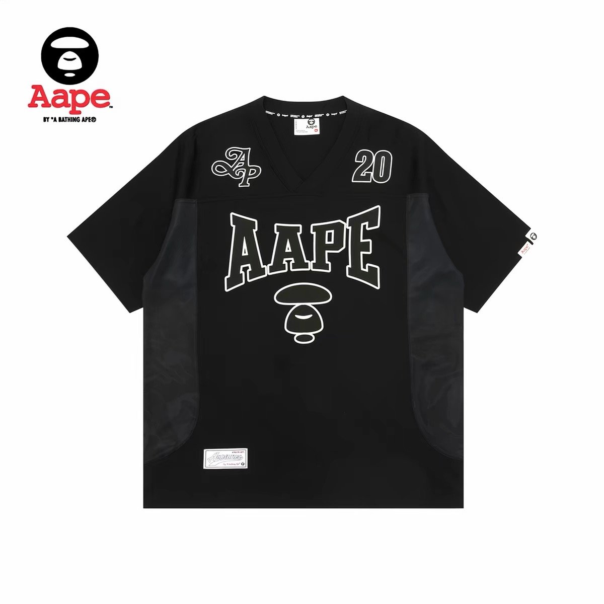 AAPE Camo Panel Ape V-Neck Jersey Tee