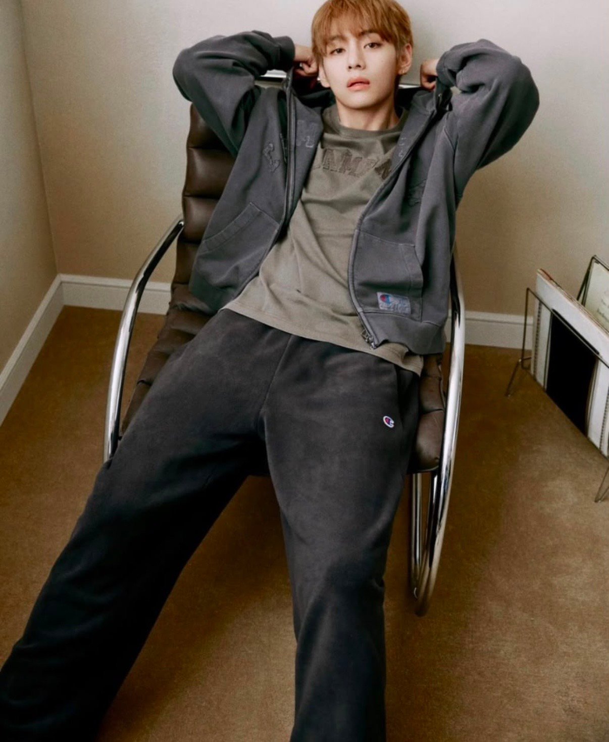 CHAMPION x BTS V DYEING ZIP-UP HOODIE CHARCOAL (WORN BY V) product image 2