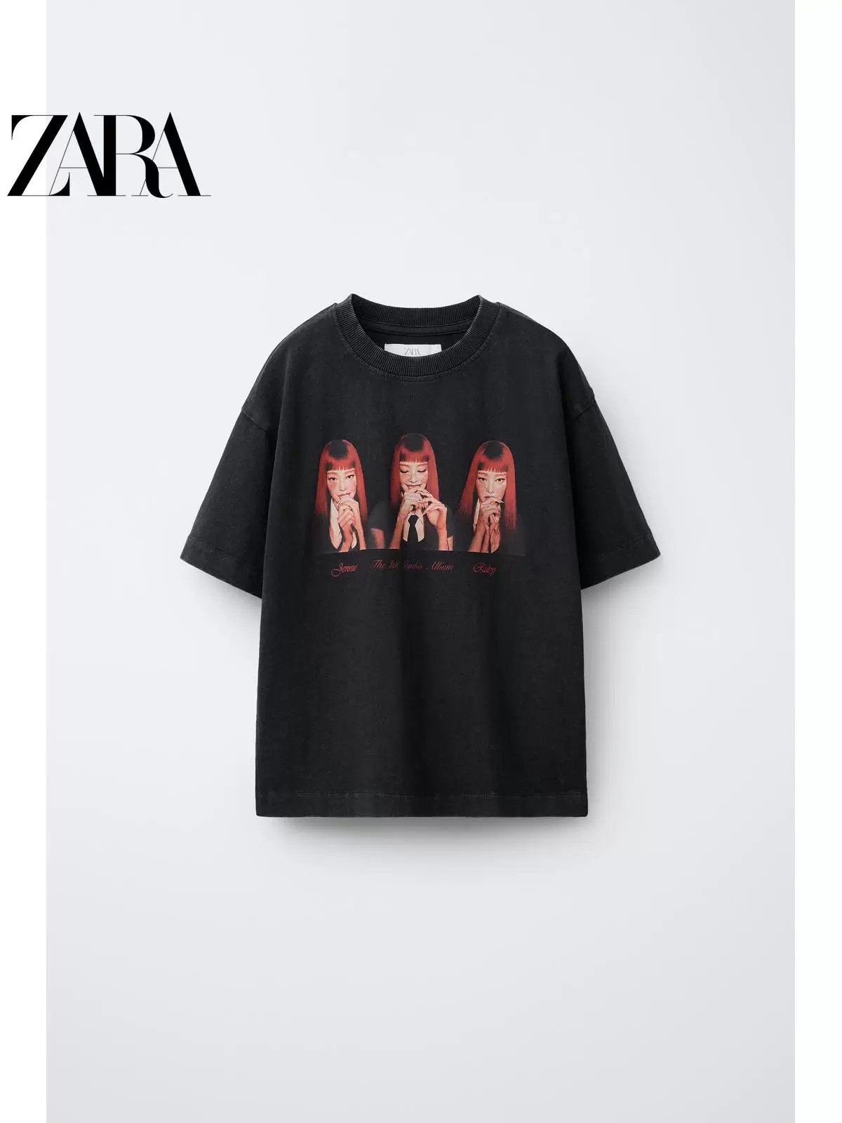 ZARA x JENNIE RUBY GRAPHIC TEE BLACK product image 1