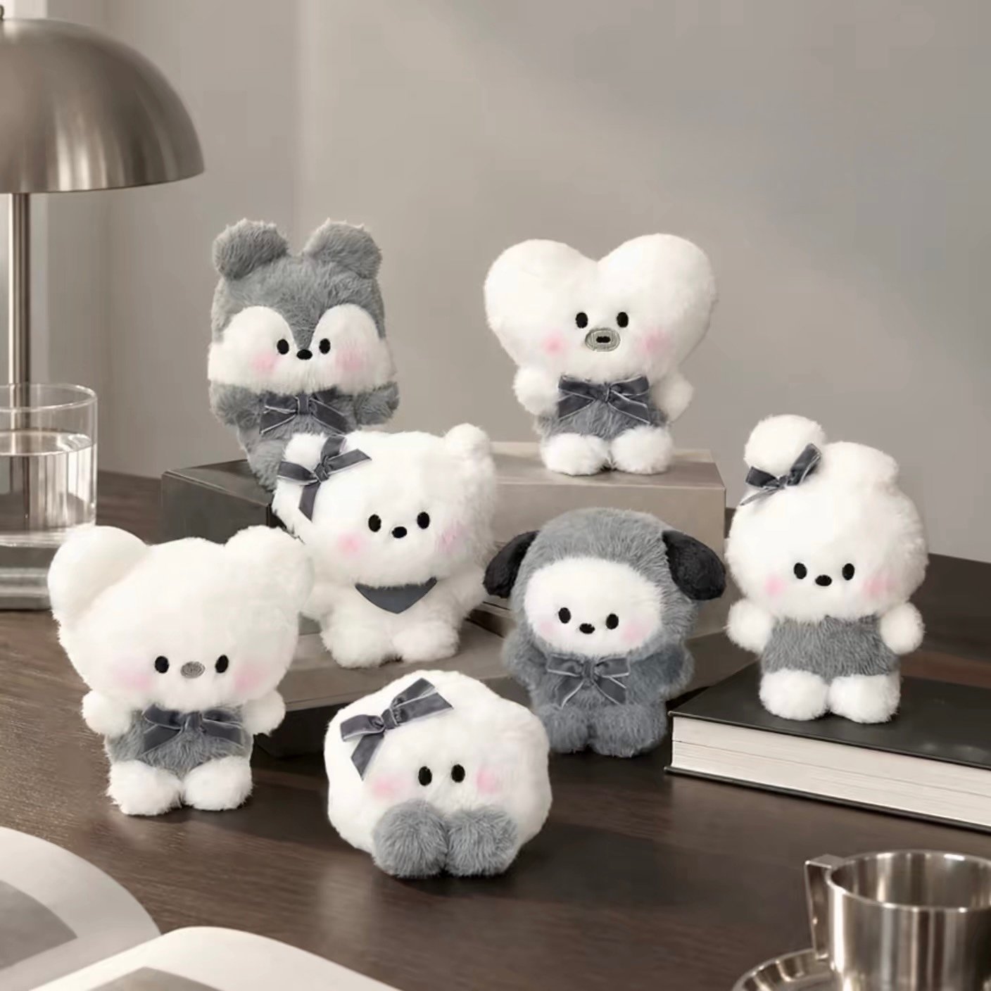 BTS BT21 Monochrome Black & White Plush Doll Bag Charm Keychain product image 1