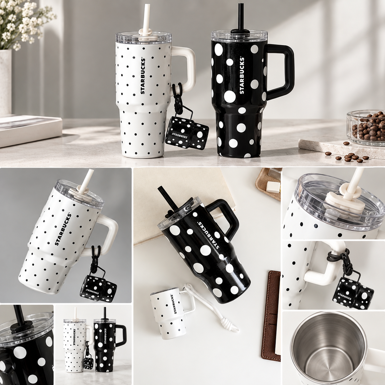 Starbucks 2026 Polka Dot Wonderland Vintage Black & White Mug & Tumbler 